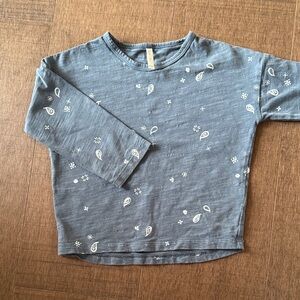 Rylee + Cru Blue Long Sleeve Tee with Paisley Print